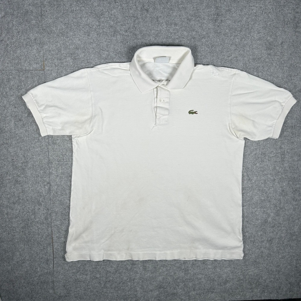 Lacoste Polo Shirt Men 5 White Vintage Made in France Pique Cotton Short Sleeve